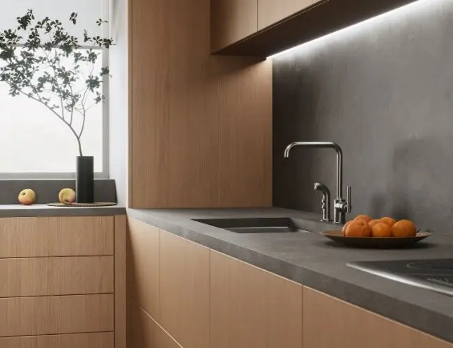 rengör kalksten bänkskiva i köket